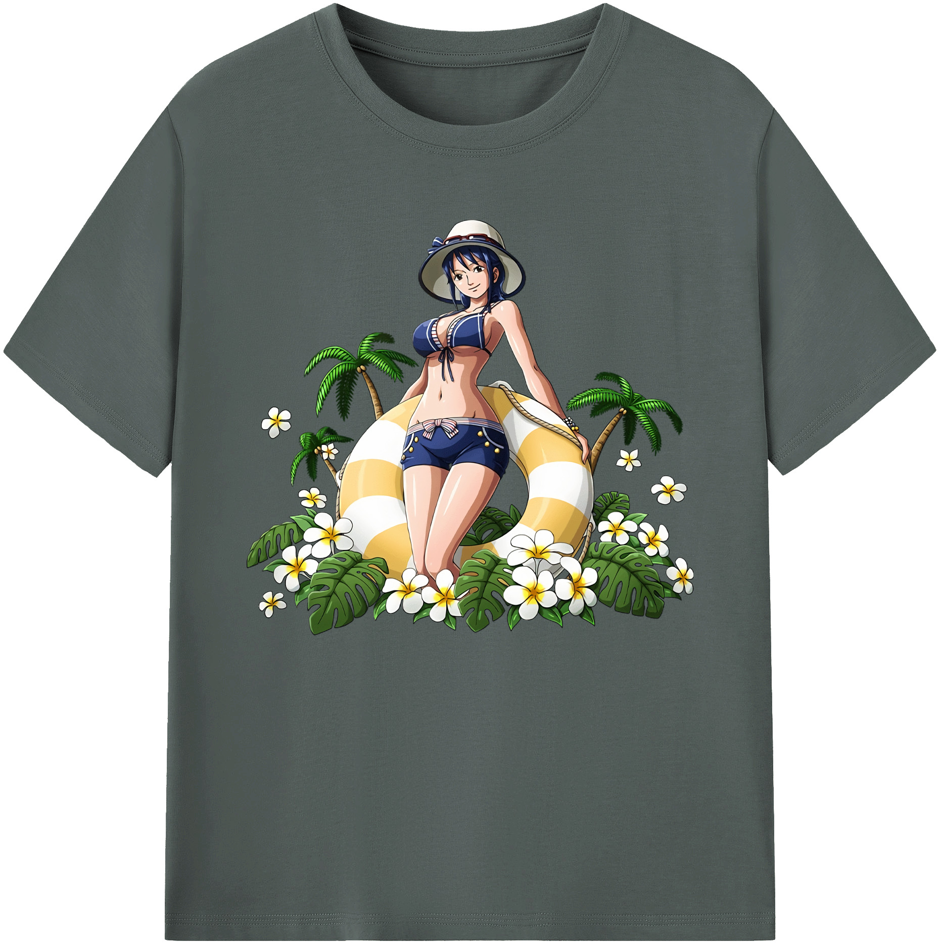 ワンピース ニコ・ロビン ONE PIECE Nico Robin 綿100％ メンズ半袖Tシャツ｜肌触りやわらか＆通気性